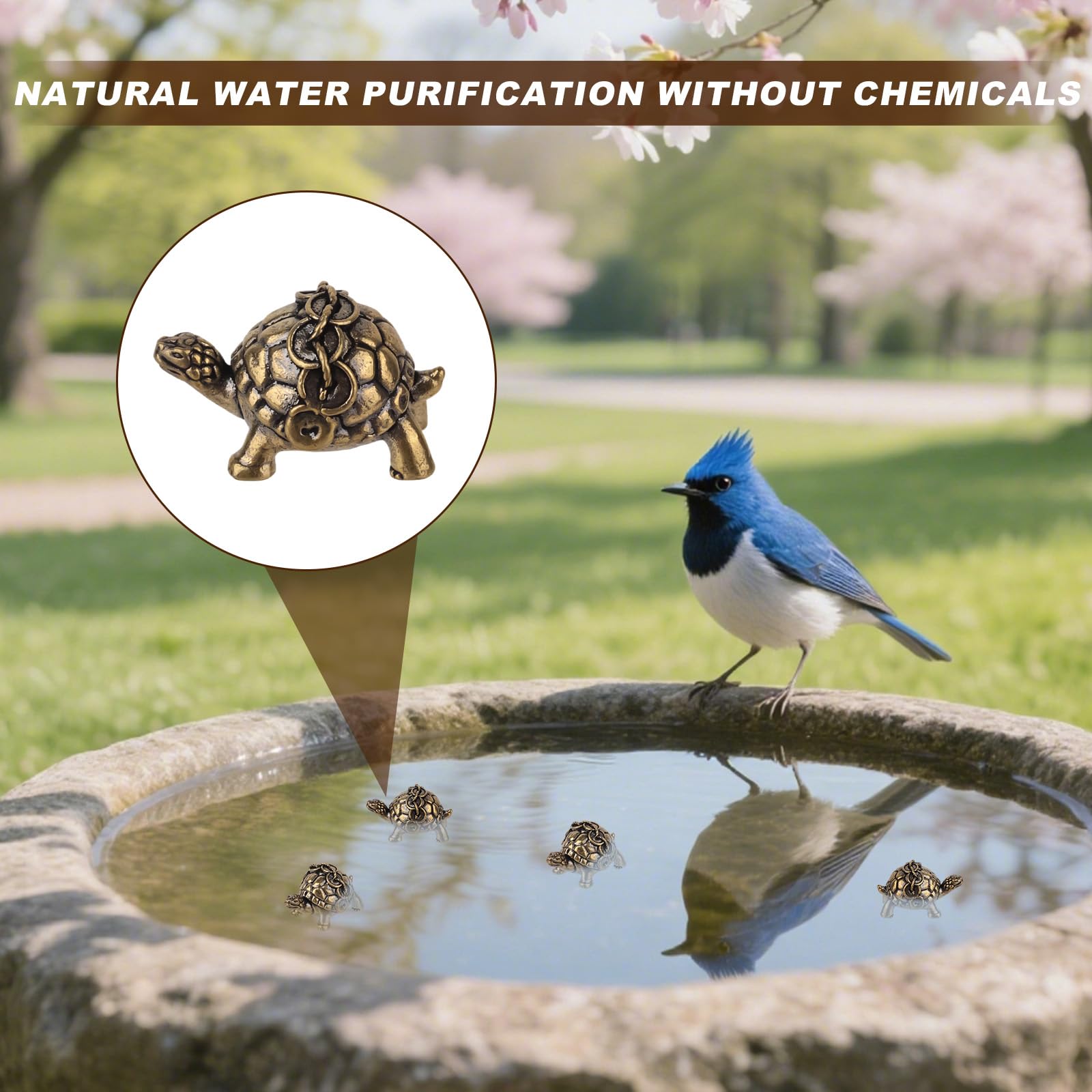 4szt Minimalne Miedziane Ozdoby Kąpieli Kształcie Żółwia, Środek Czyszczenia Poidełek dla Ptaków Mosiężny Środek Czyszczenia Birdbaths Dekoracje do Zewnętrznych Poidełek Misek Ptaków