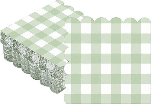 Miniatura 7 de 100 servilletas de cóctel festoneadas a cuadros, servilletas de papel grueso, servilletas festoneadas desechables para decoraciones de fiestas,