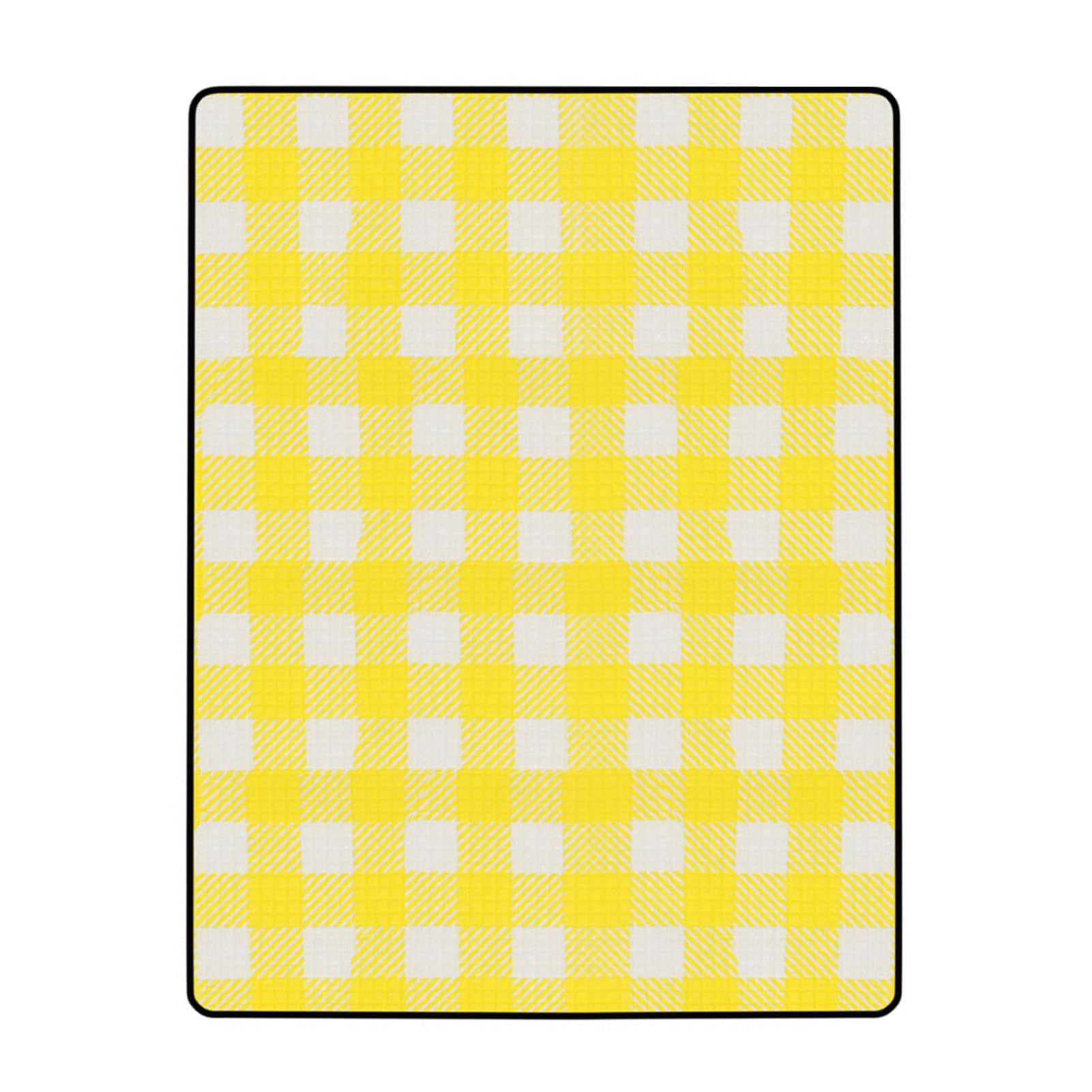 Esterilla de Picnic Impermeable con Estampado de cuadrículas Amarillas, Manta Gruesa para Acampar al Aire, Esterilla Plegable e aislada para picnics y acampadas en la Playa,