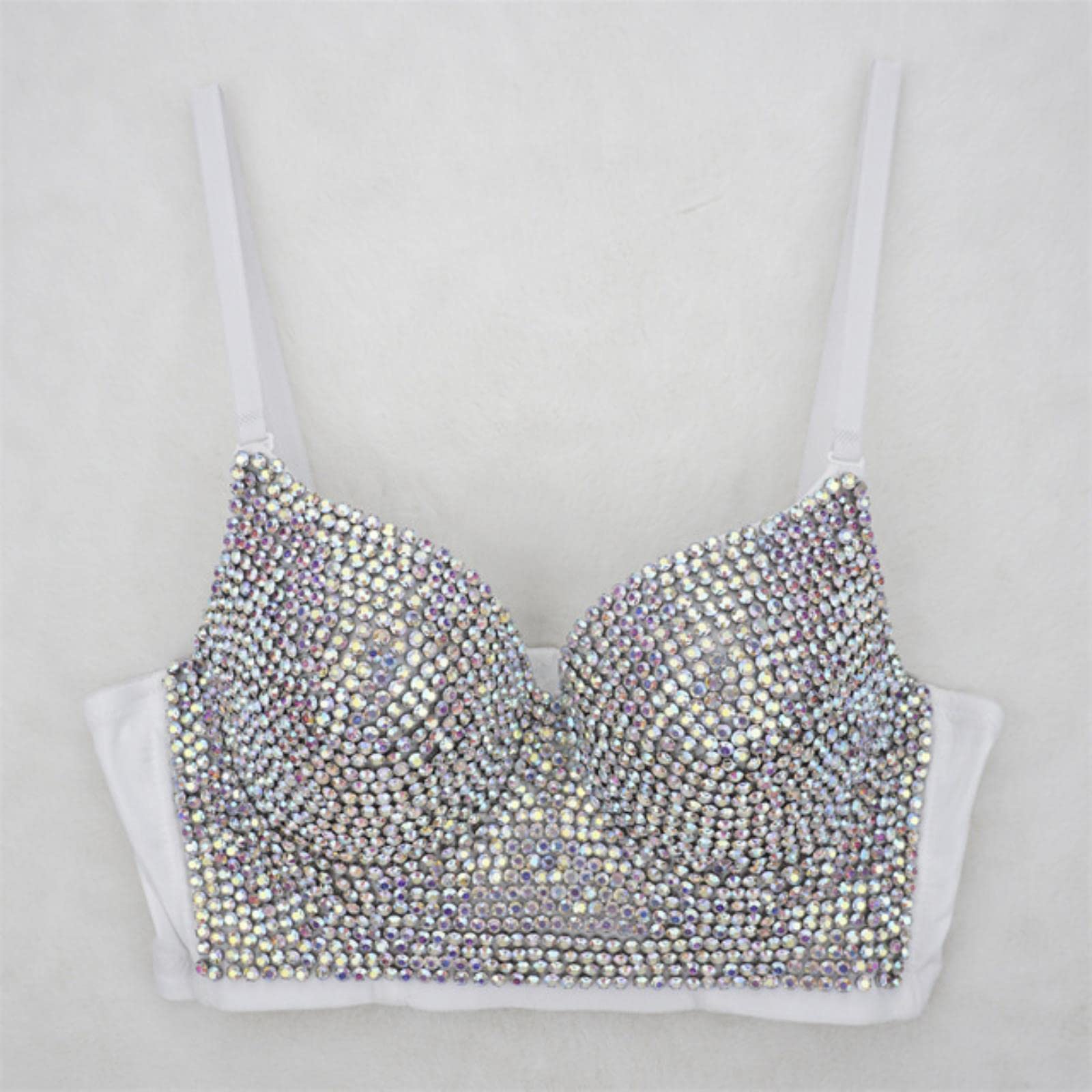 YOND Sexy Carnival Women Tank Tops Beading Quality Party Corsé Woman Bra Chest Binder Club y2k Crop Top Ladies Clothes Camis-4-white Multicolor, CN M-36