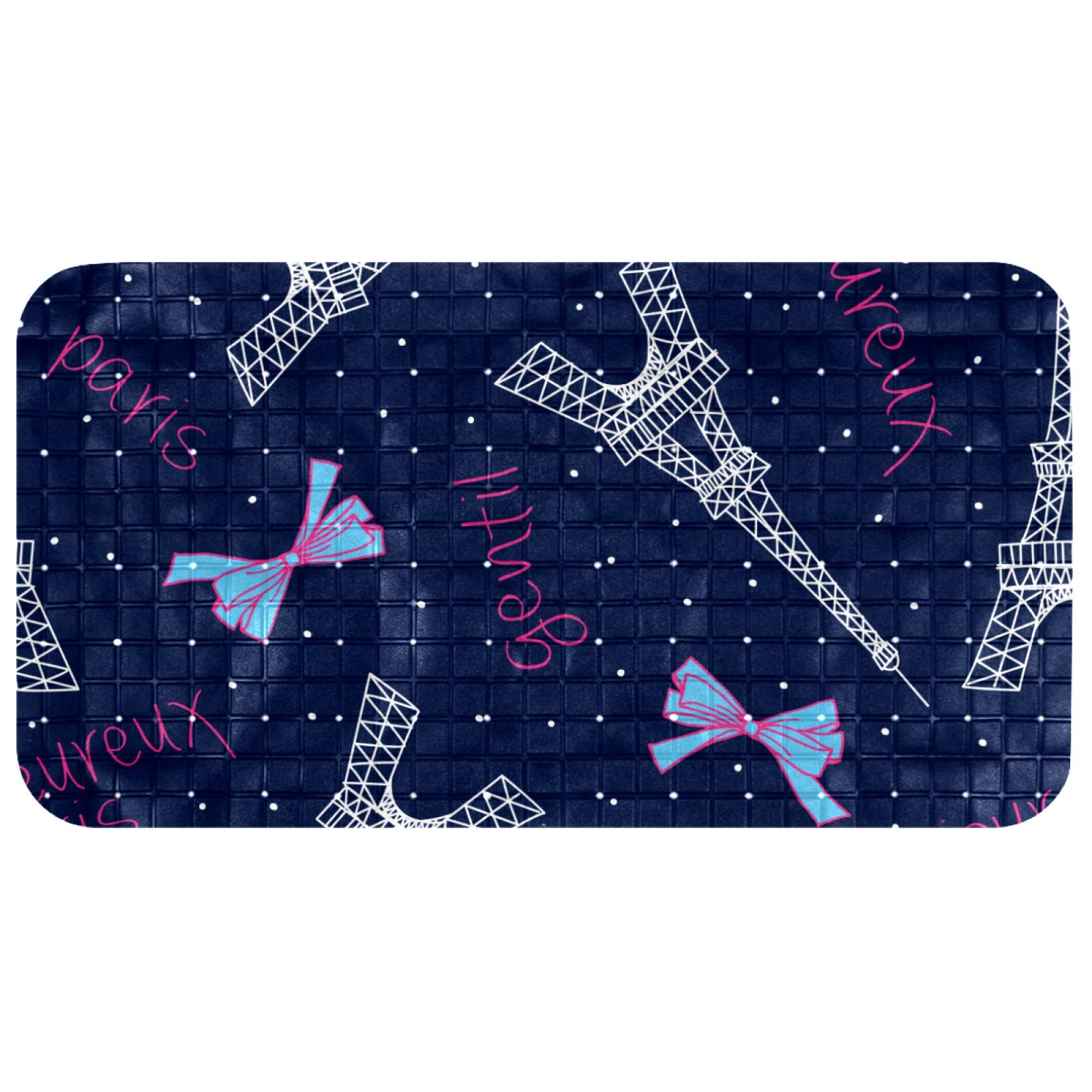 Alfombrilla de ducha Eiffel azul: alfombra de baño antideslizante con masaje y textura de 37x68 cm