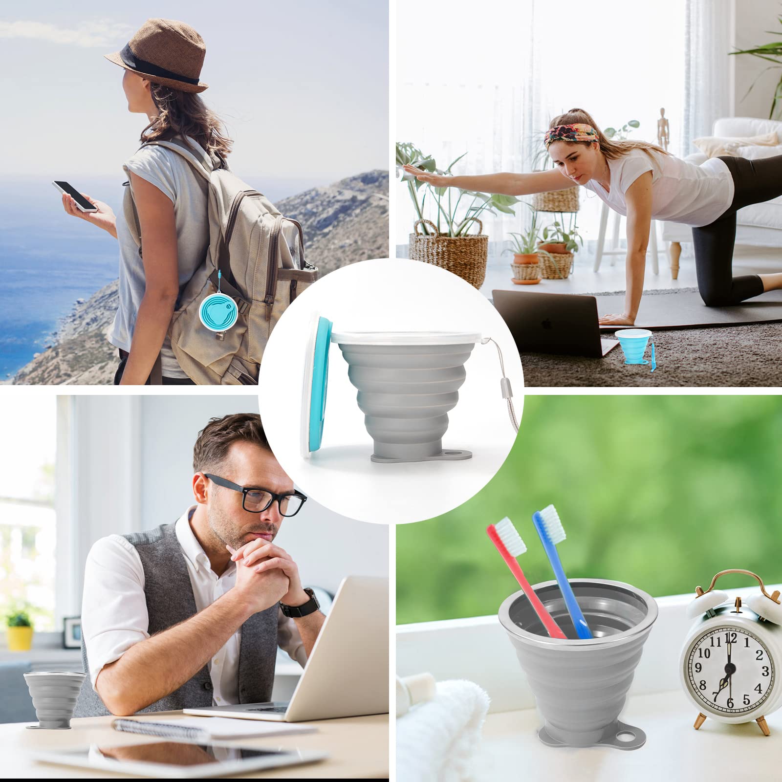 Lot 4 Tasses Silicone Pliable 270 Ml Avec Couvercle – Gobelet Voyage Compact Réutilisable Sans BPA Pour Café, Camping, Rando Mug Silicone Sans Bpa Lot 4 Tasses Silicone Pliable 270 Ml Avec Couvercle – Gobelet Voyage Compact Réutilisable Sans BPA Pour Café, Camping, Rando Mug Silicone Sans Bpa