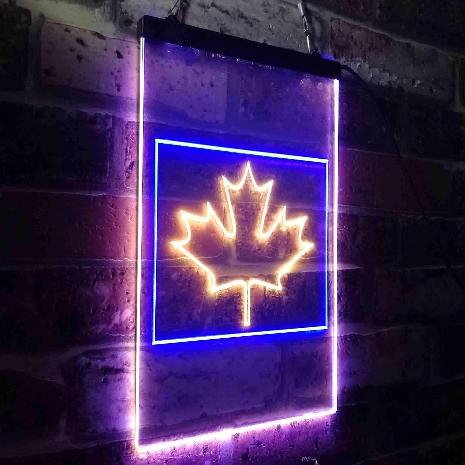 ADVPRO Canadian Maple Leaf Bedroom Dual Color LED Neon Sign Blue & Yellow 8 x 12 Inches st6s23-i0893-by