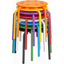 VECELO 8-Piece Stacking Stools for Classroom, 12 Inch Height, Decoration Flexible Seating for Schools, Rainbow-Colored
