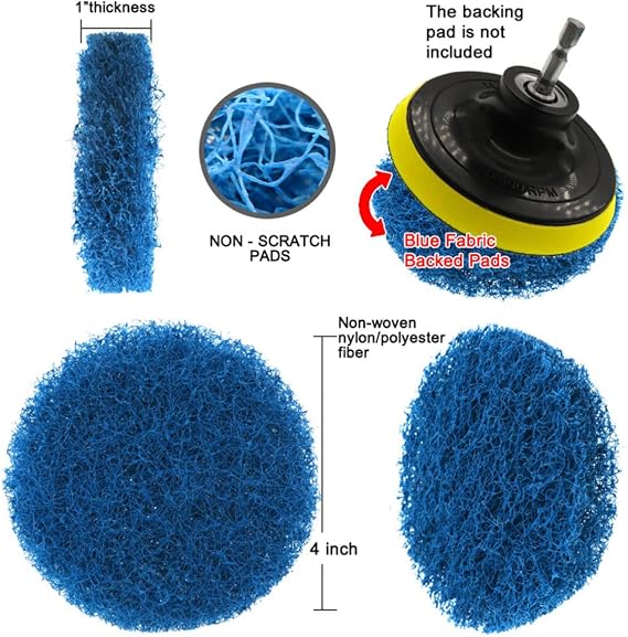 4pcs 4 Inches round Drill Cleaning Brush Attachments with Fiber Pads Convenient and Time-saving Scrubber for Tile and Toilet Cleaning Random Random Color