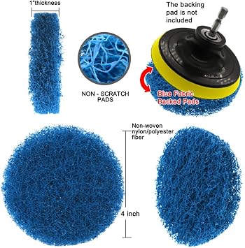 4pcs 4 Inches round Drill Cleaning Brush Attachments with Fiber Pads Convenient and Time-saving Scrubber for Tile and Toilet Cleaning Random Random Color