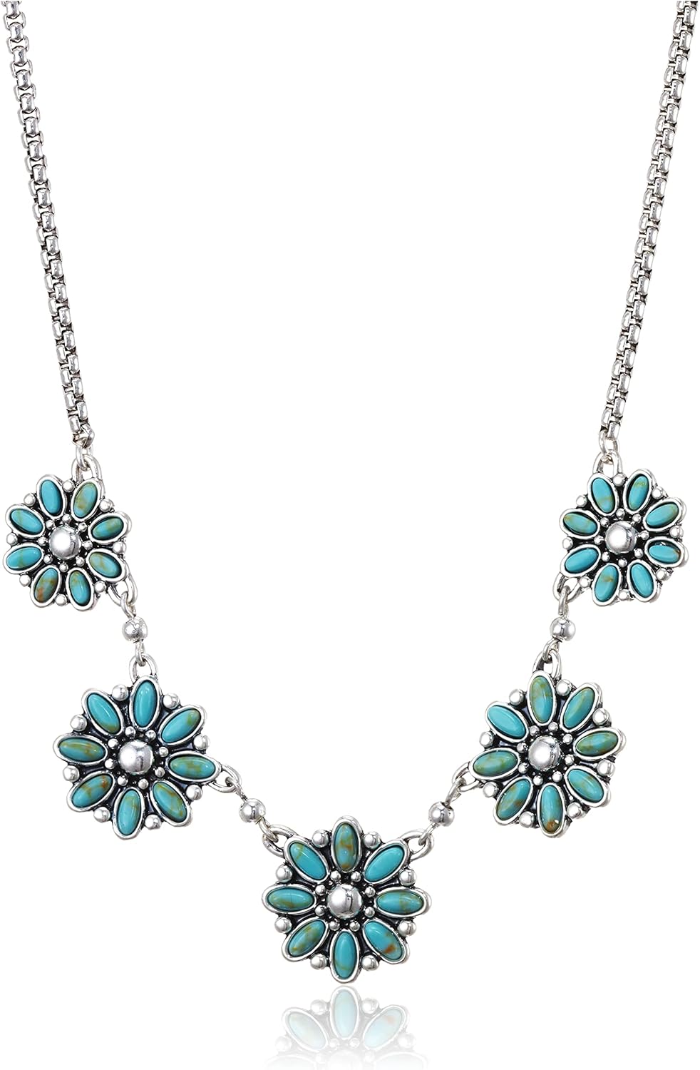 Lucky Brand Turquoise Set Stone Collar Necklace, Silver,...