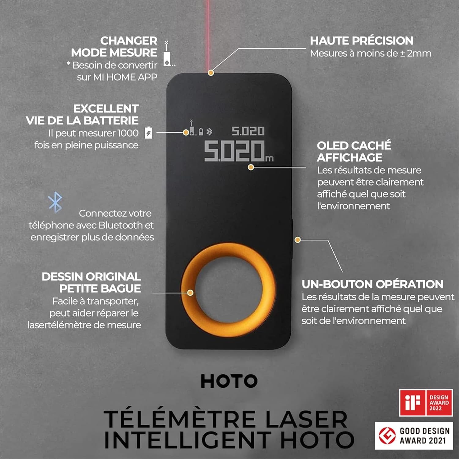 HOTO Télémètre Laser Numérique, Mètre Laser Rechargeable+HOTO Visseuse sans Fil 3,6V, Tournevis Electrique