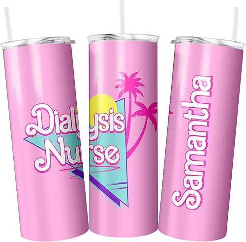Vaso de enfermera de diálisis personalizado  Vaso delgado de 20 onzas para enfermera de diálisis  Nombre personalizado  Taza de enfermera de