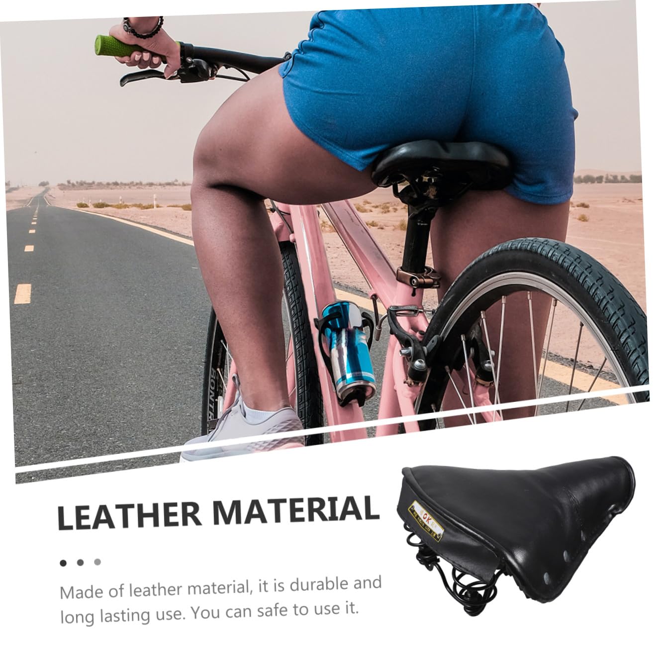 Healeved Sillín de Bicicleta Vintage Negro Muelles Cojín Retro de Cuero Cómodo Asiento para Triciclo Clásico Sillín de Bicicleta de Estilo Antiguo para Ciclismo Recreativo