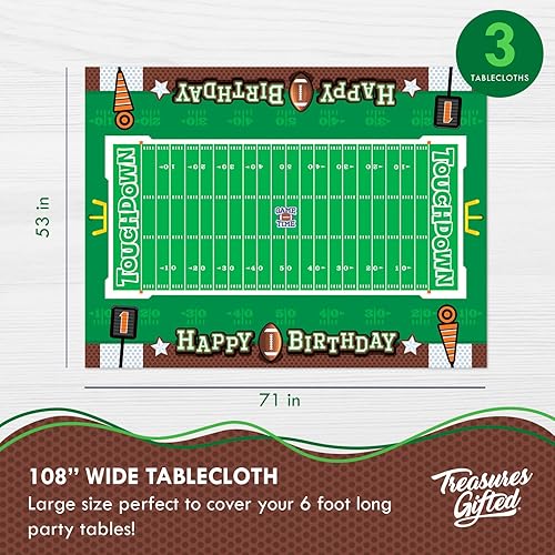 Miniatura 2 de Treasures Gifted Mantel de fútbol de cumpleaños, paquete de 3 manteles de fútbol para fiestas, de 53 x 71 pulgadas, decoraciones de fiesta de
