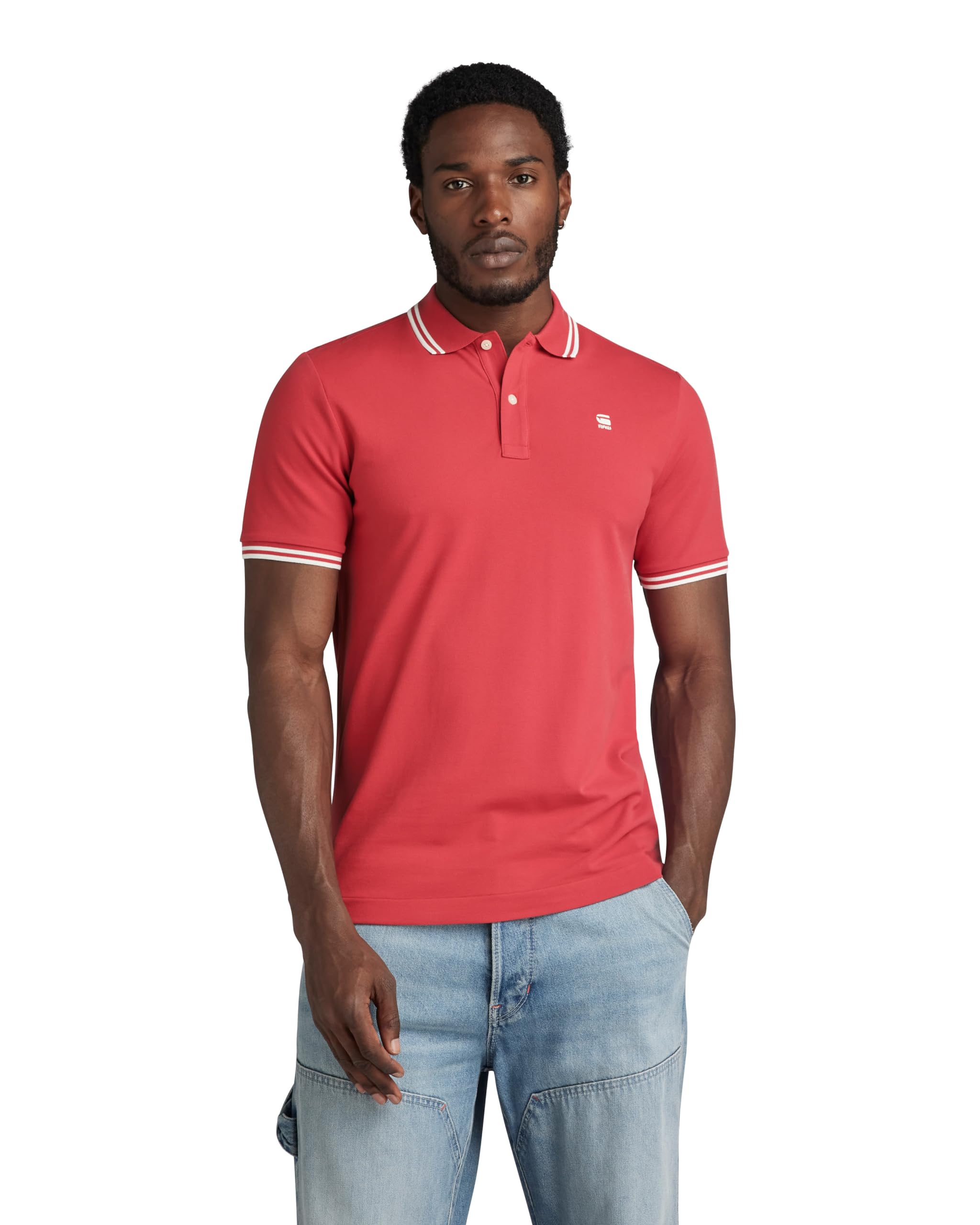G-Star Men's Dunda Slim Stripe Polo , Pink (finch D17127-5864-5789), XS