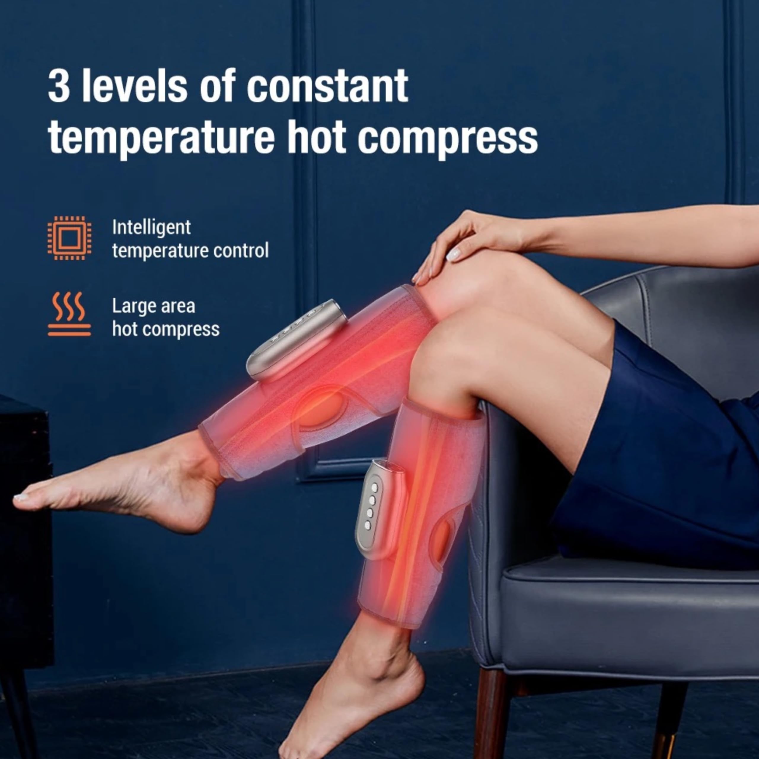 Lalano`S Cosmetics - Massaggiatore per gambe e polpacci, massaggiatore per gambe e braccia, massaggio linfatico e terapia, 2 livelli di calore