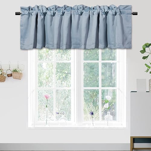 Miniatura 9 de Athootita 2 paneles de cenefas de cortina para ventanas, cenefas opacas de 52 x 18 pulgadas, cenefas decorativas con bolsillos para barra de 1.9