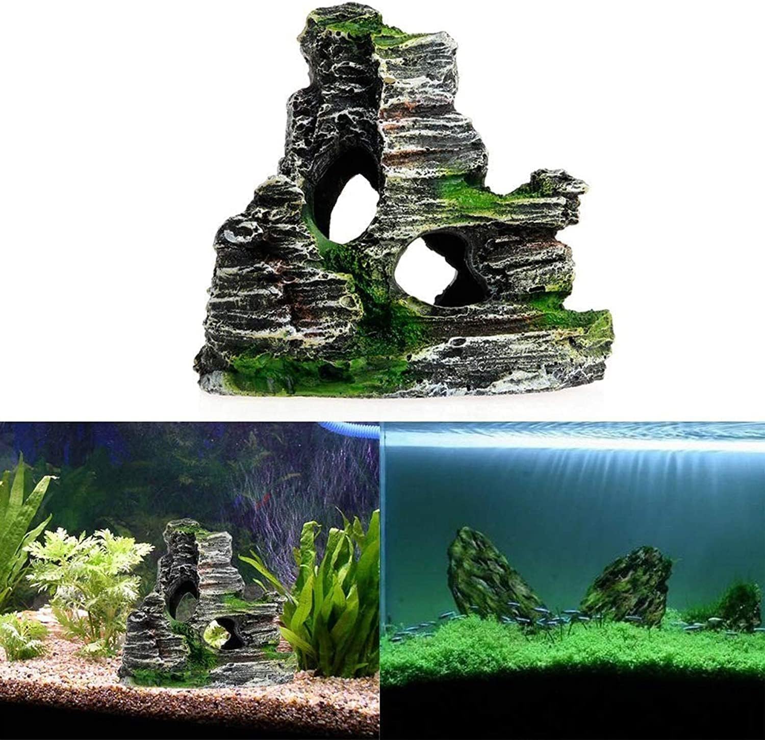 2 grottes décoratives, accessoires pour animaux de compagnie, décoration de piscine de poisson, aquarium, grotte en résine, aménagement paysager de piscines 11 x 9 x 11 cm, 10 x 5,5 x 10 cm