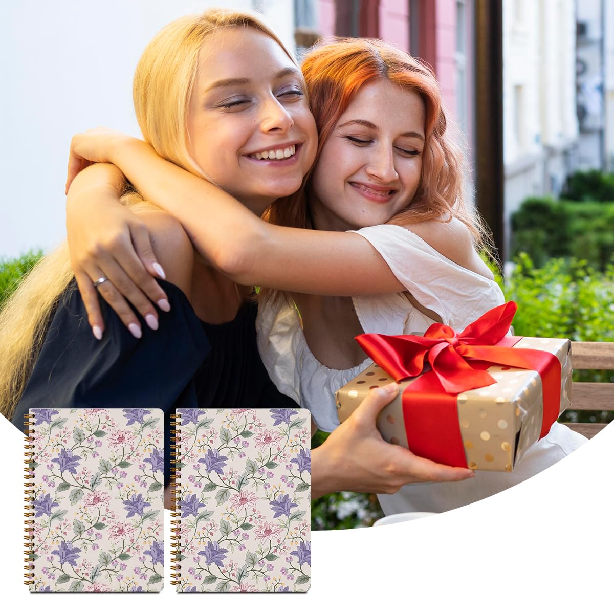 2 quaderni a spirale viola floreale da donna, con copertina rigida, diario di viaggio a righe universitarie, diario di viaggio per scrivere appunti, bohémien, viola, rosa, regalo per donne, 21,1 x