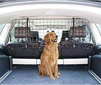 Amazon Basics Adjustable Dog Car Barrier - Heavy-Duty Steel Mesh Pet Gate for SUVs & Trucks, Fits 48-57in Wide, Black