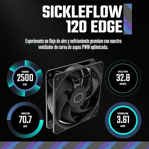 Miniatura 4 de Disipador edición Master Hyper 212 Black, enfriador de aire para CPU, ventilador Silencio FP120, negro anodizado, aletas de níquel cepillado, 4