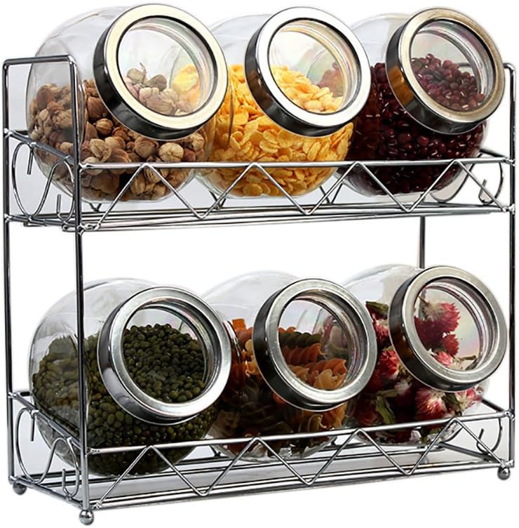 Kitchen oil Merps Glass Condiment Dispenser Bottle Suits, Moisture Waterproof The Lid Can Be Rotated (Including Stainless Steel Shelves)