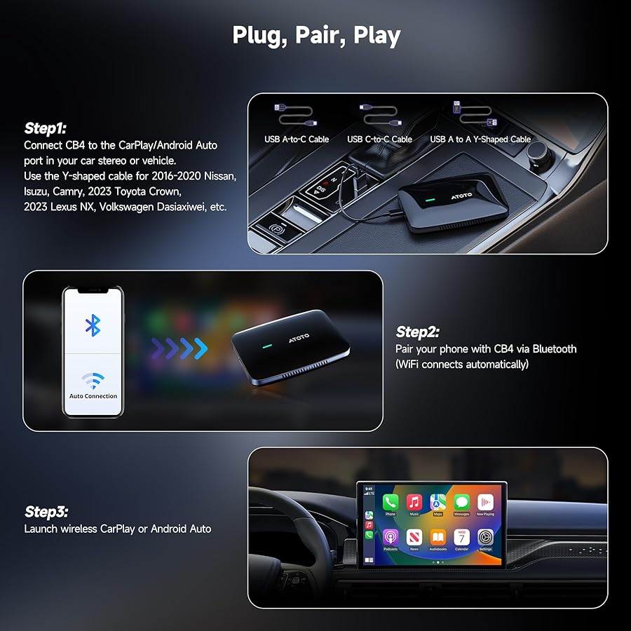 Magic AI CarPlay Box - Wireless CarPlay Adapter with Dual-WiFi Stability, Built-in Android Multimedia System, Enjoy Video & Music Apps, Navigation, AI Voice, Plug & Play for Factory Wired CarPlay - image 5