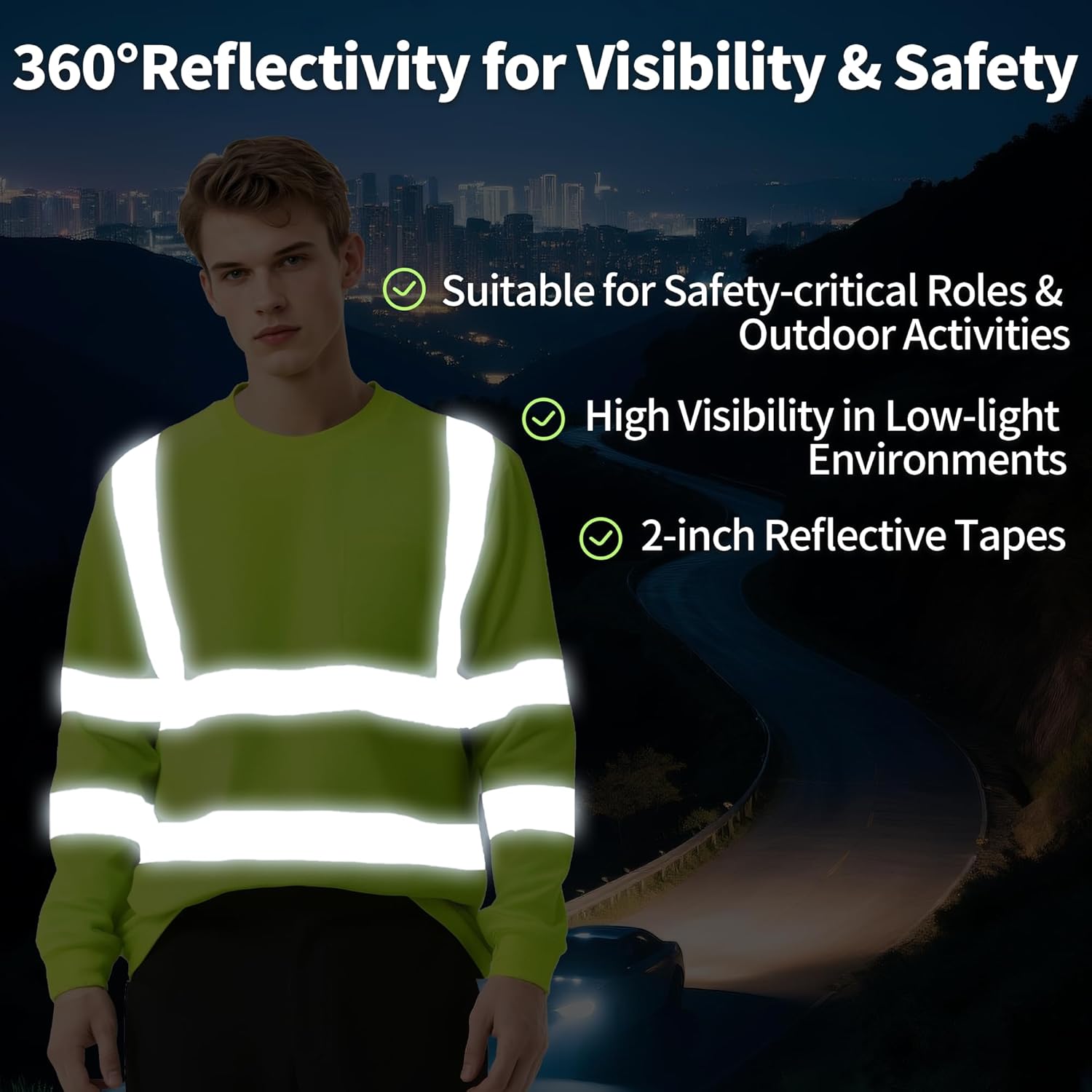 High Visibility Safety Shirts for Men, Hi Vis Class 3 Long Sleeve Reflective Construction Shirts - Image 4