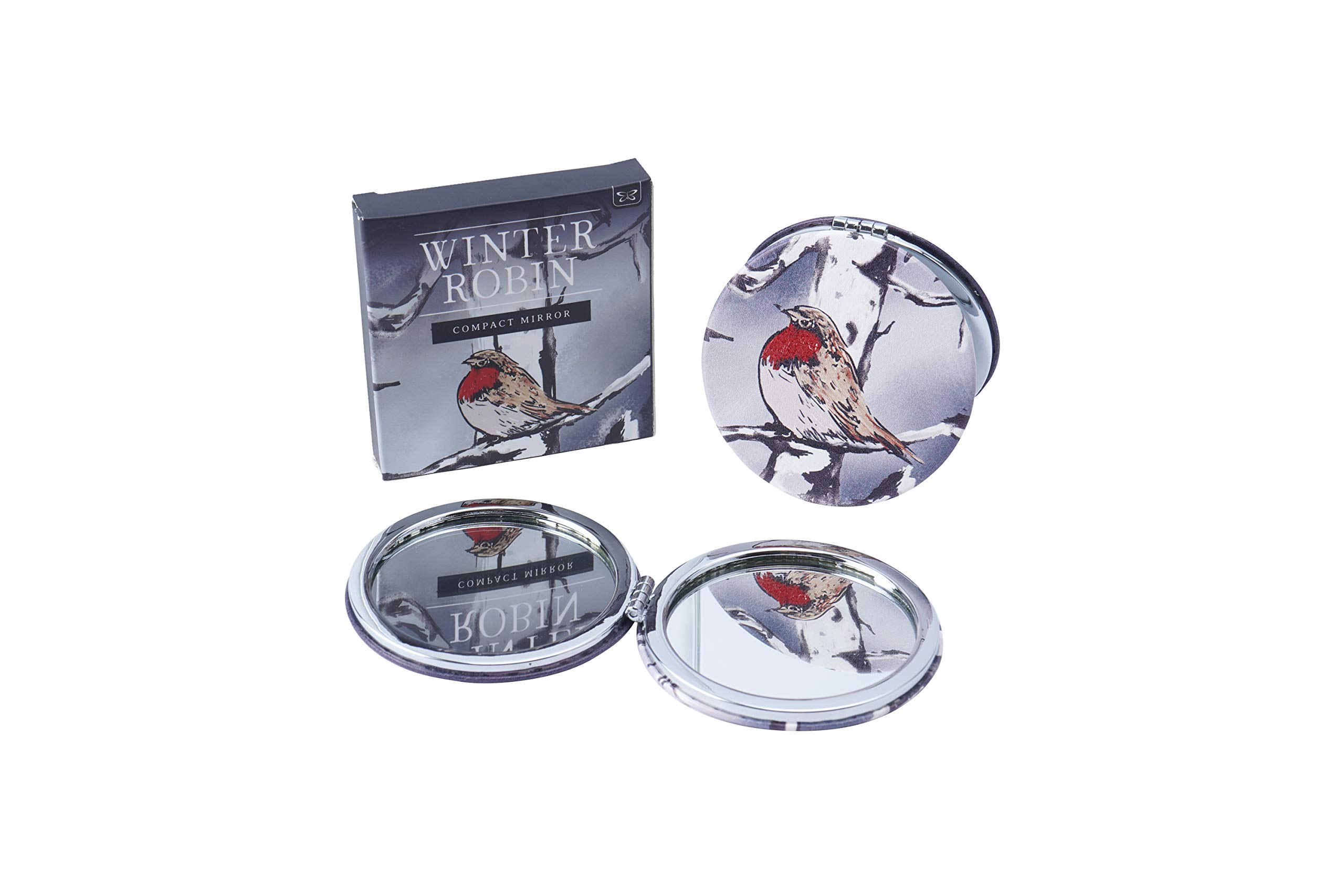 CGB Giftware | Winter Robin Compact Mirror | Comes Gift Boxed | 2 Varied Magnifications | Ladies | Christmas | Novelty | GB03903