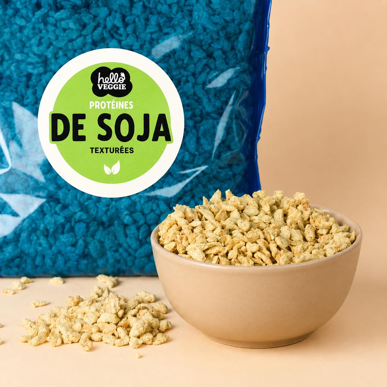 Protéines de Soja Texturées 2 kg - Petits Morceaux - Soja Français - Sans OGM - Riches en Protéines Végétales - Alternative Vegan à la Viande - Hello Veggie