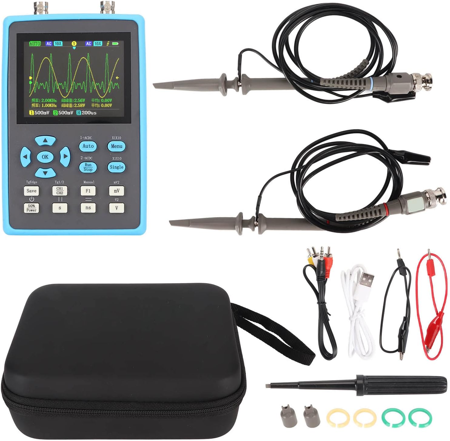 Oscilloscope Portable, Oscilloscope Numérique à 2 Canaux, Multimètre