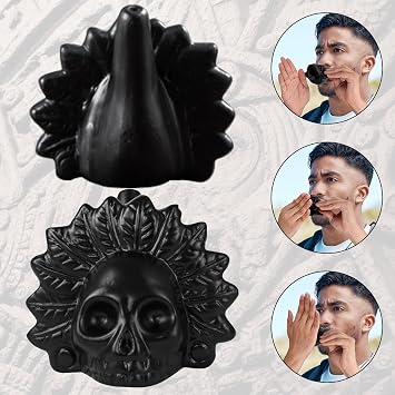 Aztec Death Whistle, 125 dB Loudest Scream Whistles 3D Screaming Whistle Terrifying Sound Screaming Aztec War Whistles, Day of the Dead Hallowmas Gifts for friend (Black-Wind God)