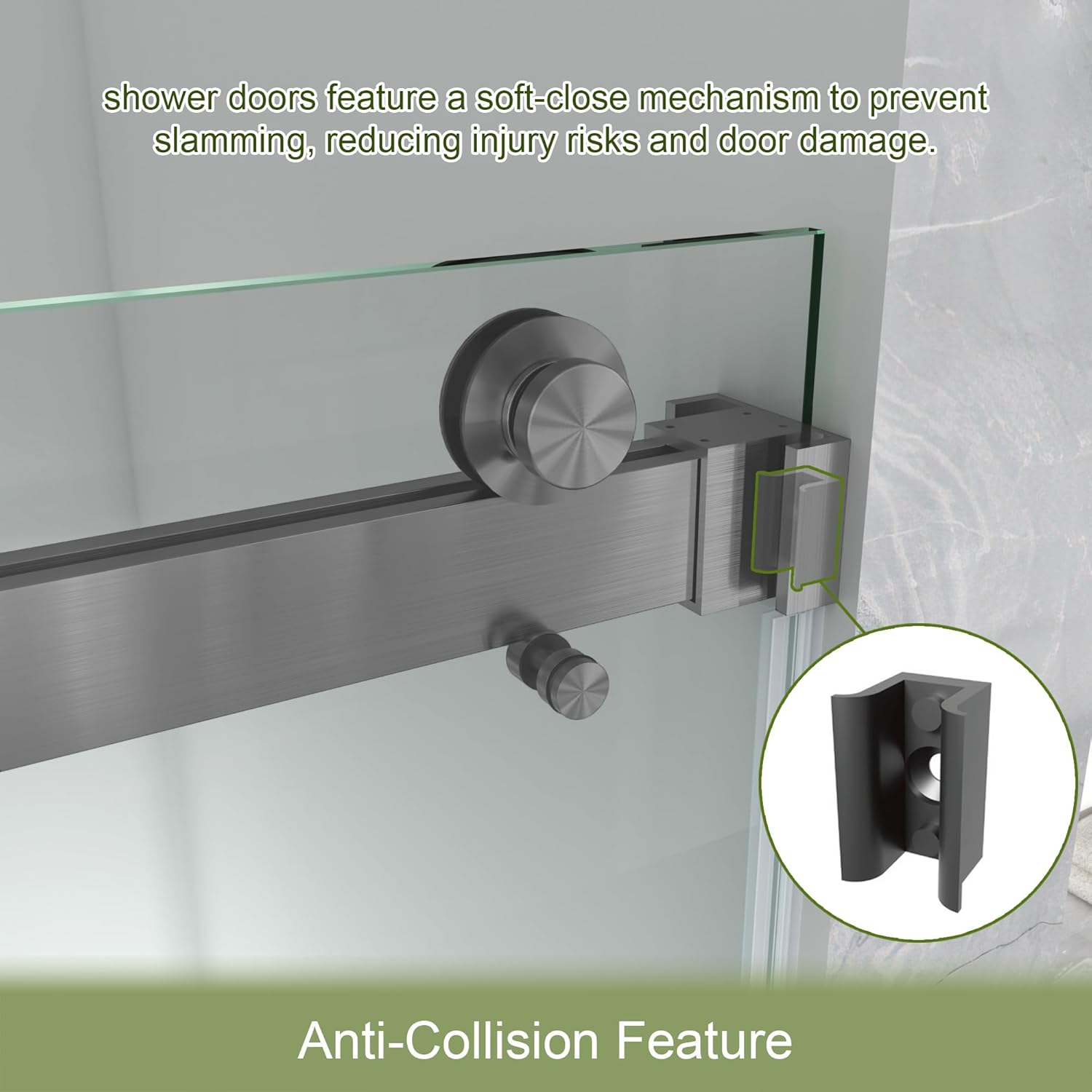 3/8"(10mm) SGCC Tempered Glass Frameless Double Sliding Shower Door, 56-61" W x 79" H Sliding Glass Shower Door for Walk-in Bathroom with Easy Clean Coating & Stainless Steel Hardware (Gunmetal)