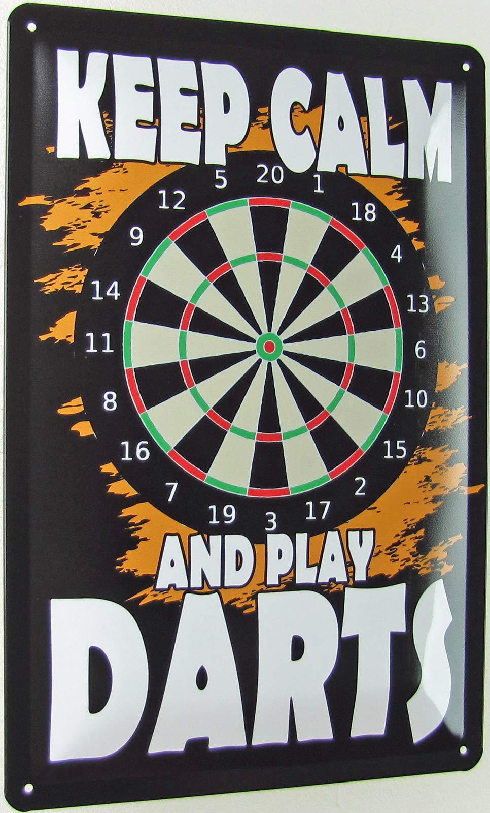 Tin Sign 20 x 30 cm Curved Keep Calm and Play Darts Decorative Gift Sign, multicoloured - Image 2