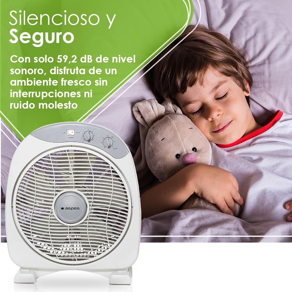 Aspes Ventilador de Suelo Gris AVS351200. 3 Velocidades, Temporizador de 60 min, 5 Aspas,
