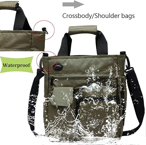 Vista 4 de d'yallee Bolso bandolera para hombre, impermeable, bolsa de trabajo, de nailon