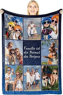Giftove Personalisierte Decke mit Foto, 100% Flanell Kuscheldecke Personalisiert, Personalisierte Geschenke für Frauen Mama Papa Oma Opa Kinder Familie, Fotogeschenke zum Geburtstag Jahrestag