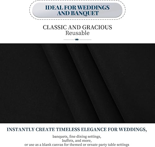 Miniatura 3 de Fani Paquete de 8 manteles de poliéster negro de 90 x 132 pulgadas, rectangular, resistente a las arrugas, para mesas de 6 pies, eventos formales e