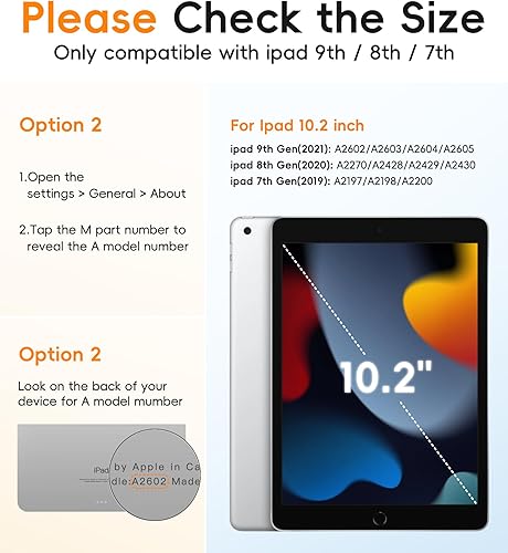 Miniatura 6 de BATYUE - Funda para iPad de 8 y 7 generación (iPad de 10.2 pulgadas) resistente con protector de pantalla, soporte giratorio, asa, soporte para tapa