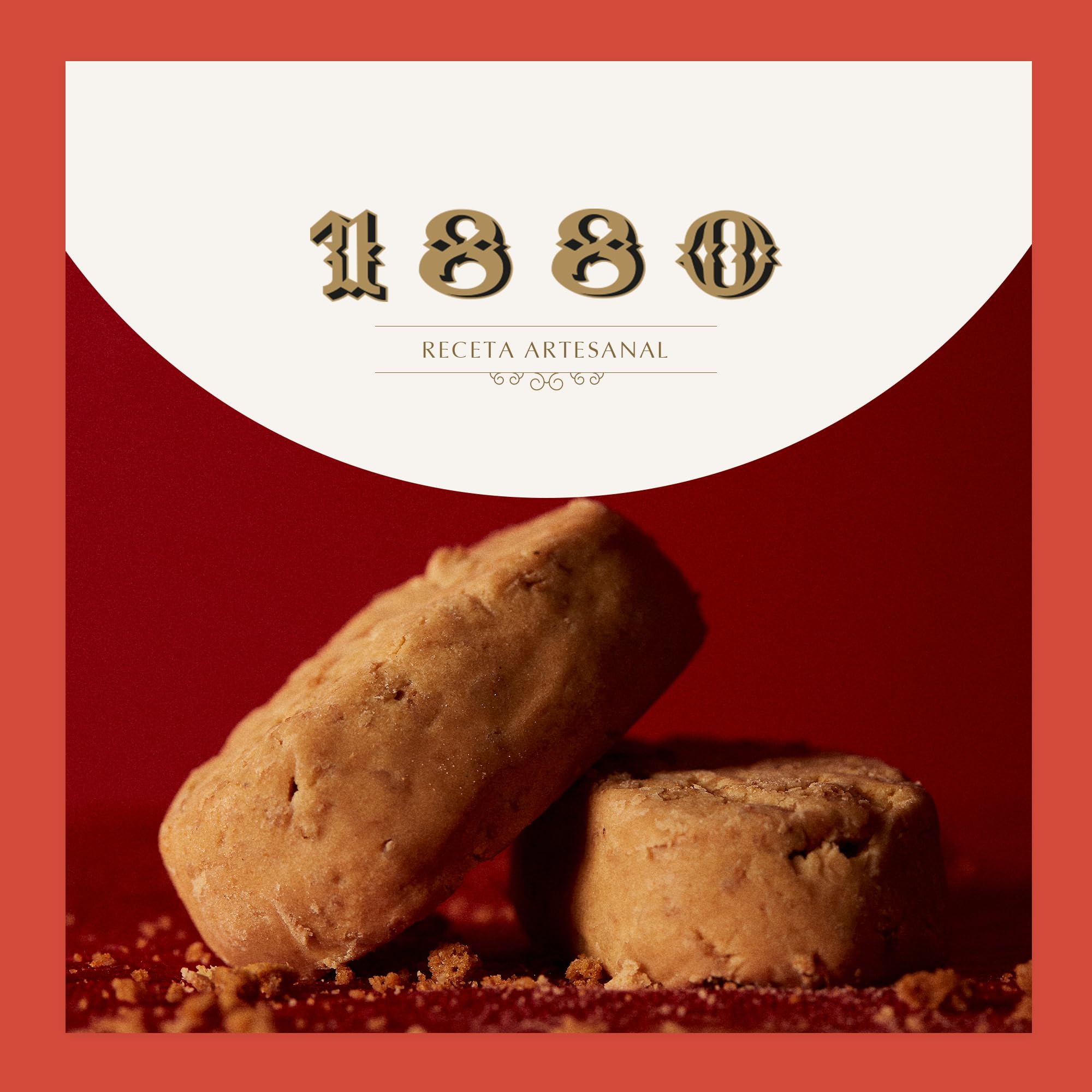 1880 - Polvorones Artesanos de Galleta Speculoos 280 g, Receta Artesanal con 95% de Galleta Speculoos y Almendra Seleccionada, Envase Individual, Textura Suave, Típico Dulce Navideño