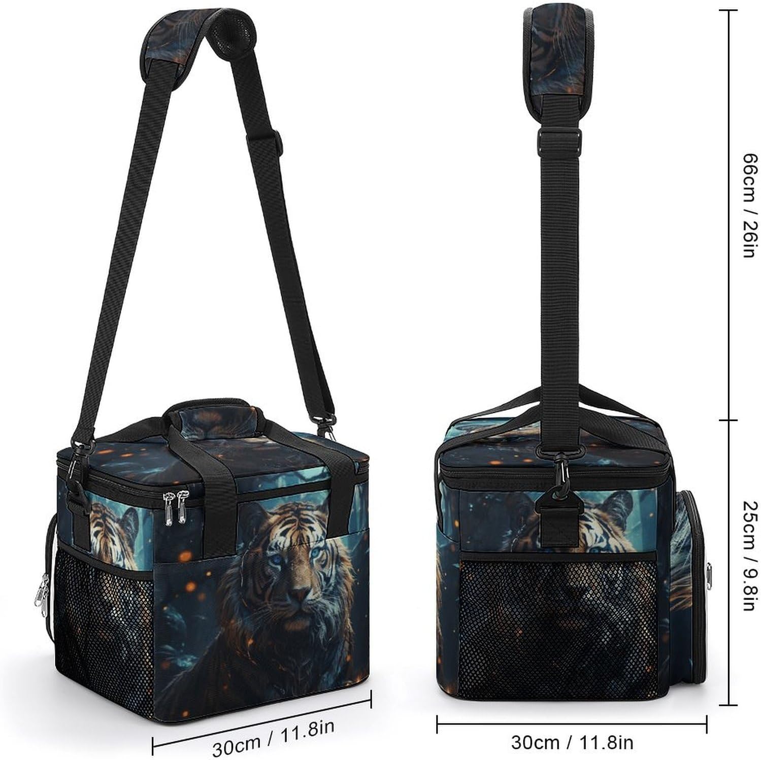 Camping Ice Pack, Tiger Print Cooler Bag, 22.5L Large Capacity Insulated Lunch Tote Bag for Outdoor, Picnic, BBQ, Travel, Work