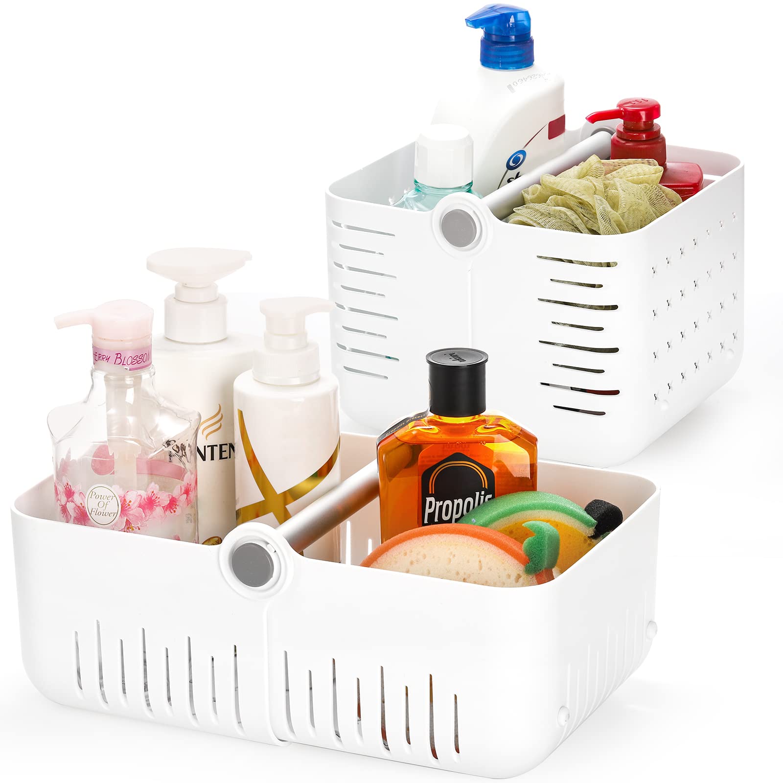 Fasmov 2 Pack Portable Shower Caddy Tote Plastic Storage Basket for