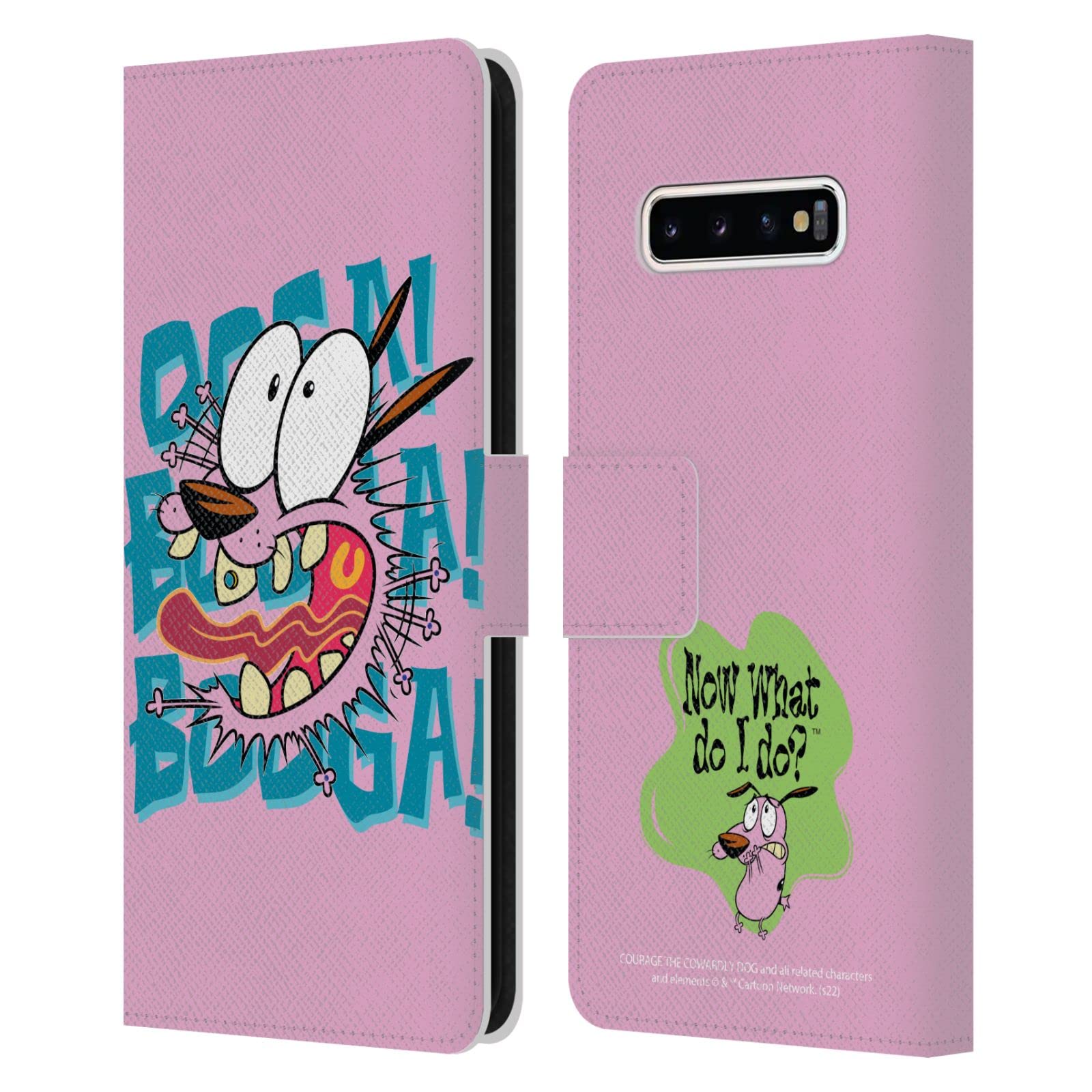 Head Case Designs Officially Licensed Courage The Cowardly Dog Spooked Graphics Leather Book Wallet Case Cover Compatible with Samsung Galaxy S10+ / S10 Plus