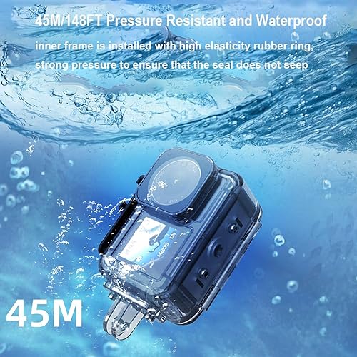 Miniatura 5 de Funda impermeable de tiro horizontal y vertical para DJI Osmo Action 3Action 4Action 5 Pro, carcasa protectora de buceo profundo de 147.6 ft148 pies