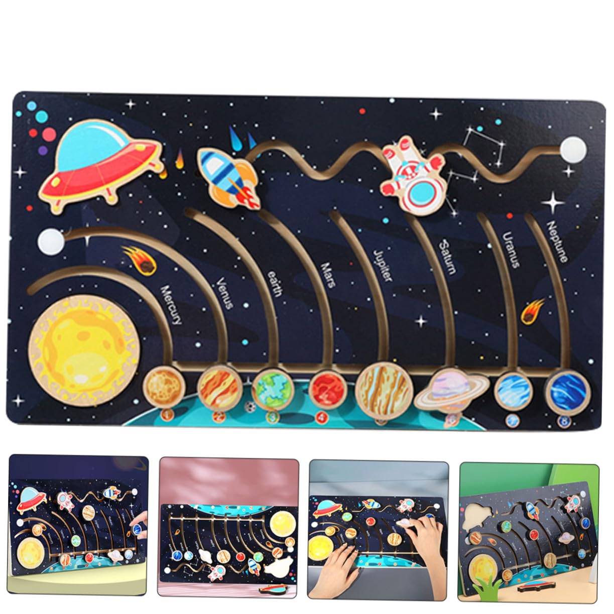 SUPVOX Puzzle di Legno Pianeti del Cosmo per Bambini, Giocattolo Educativo e Didattico, per Attività di Apprendimento Prescolare