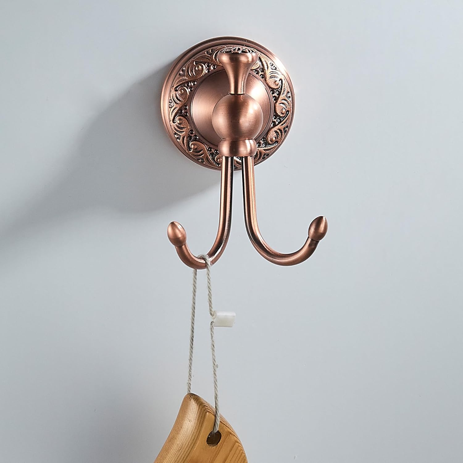 Red Copper Bath Toothbrush Holder, Wall Mounted Bathroom Hardware Accessories, Pattern Carving Design