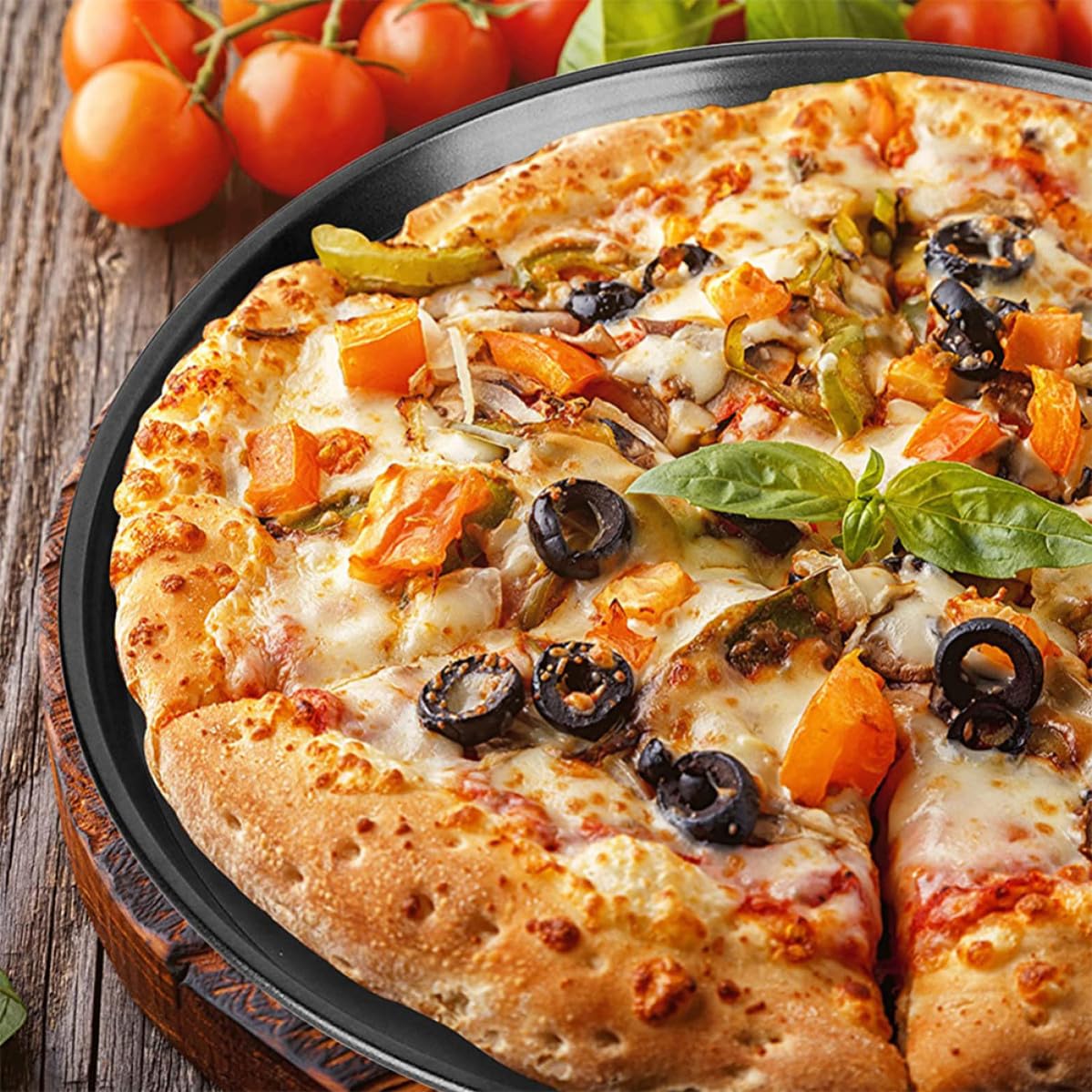 Teglia per Pizza Rotonda Antiaderente 2 Pezzi in Acciaio al Carbonio