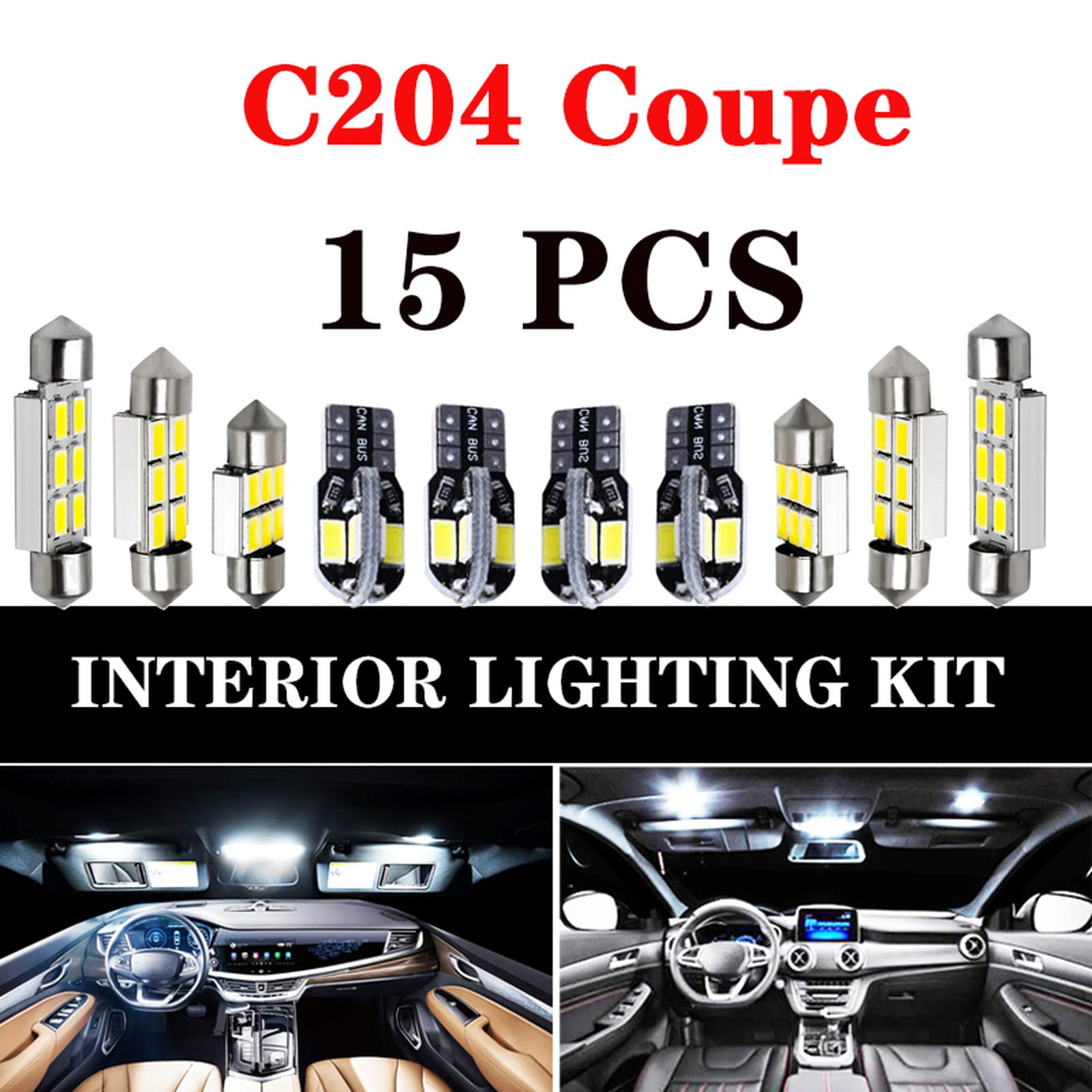 Kit d'éclairage intérieur de dôme d'ampoule LED Blanc Canbus Parfait, pour Mercedes Benz Classe C W202 W203 W204 S202 S203 S204 C203 C204 1993-2014