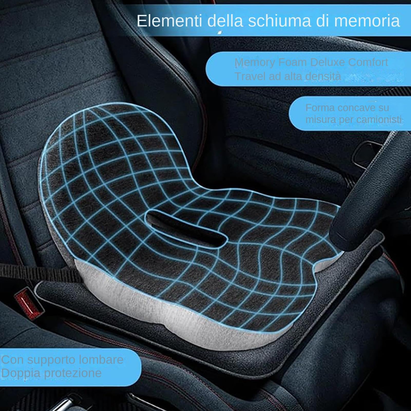Cojín Para Silla Cojín Integrado en Forma de L con Espuma Viscoelástica | Protección Ergonómica para el Coxis y Espalda Baja para en Casa Camión Silla de Ruedas Teatro y Viajes