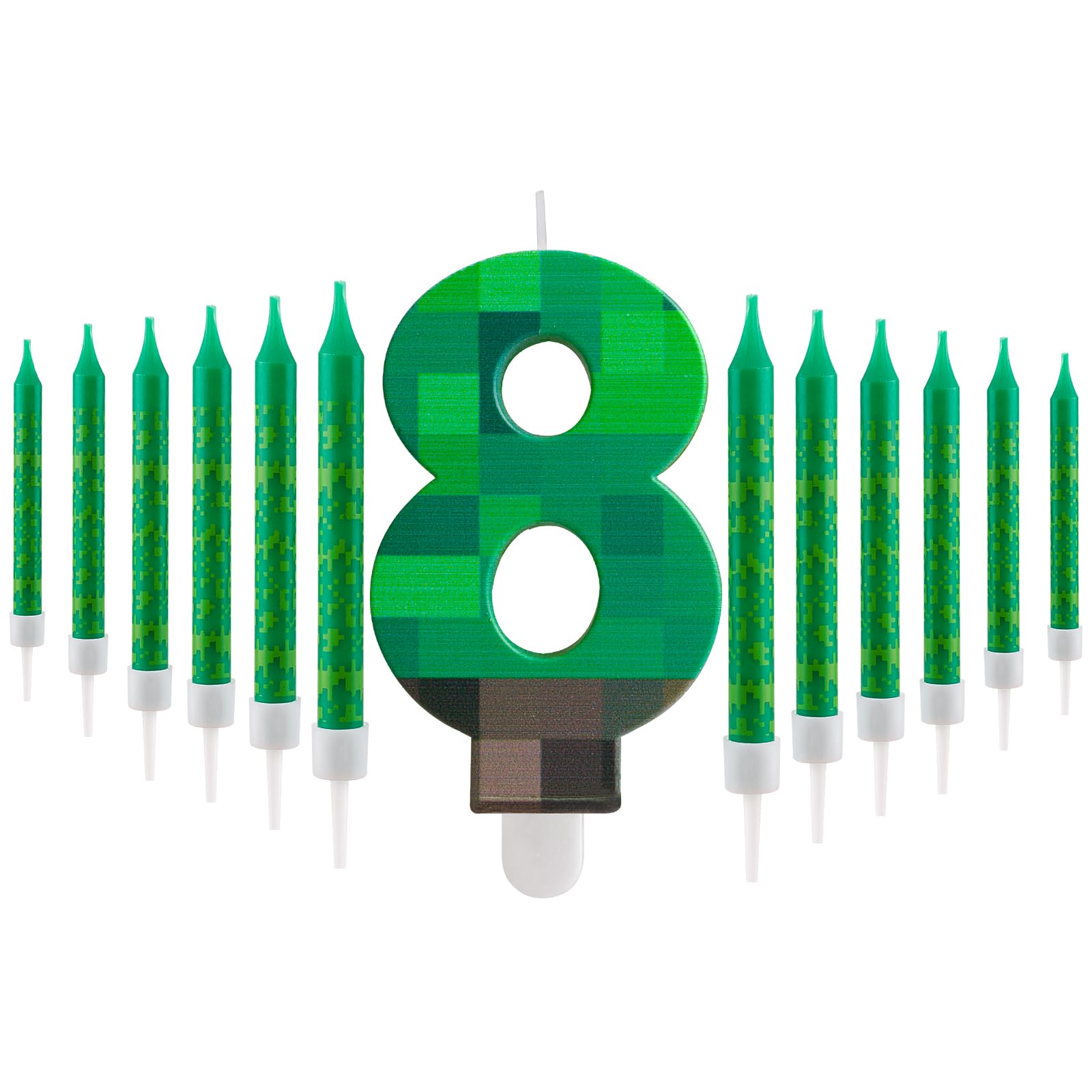 13Pcs Pixelis Anniversaire Bougie 11 ans, Thème Pixel Vert pour Gâteau d'Anniversaire Gâteaux pour Garçons et Filles Enfants Décoration Fête Anniversaire