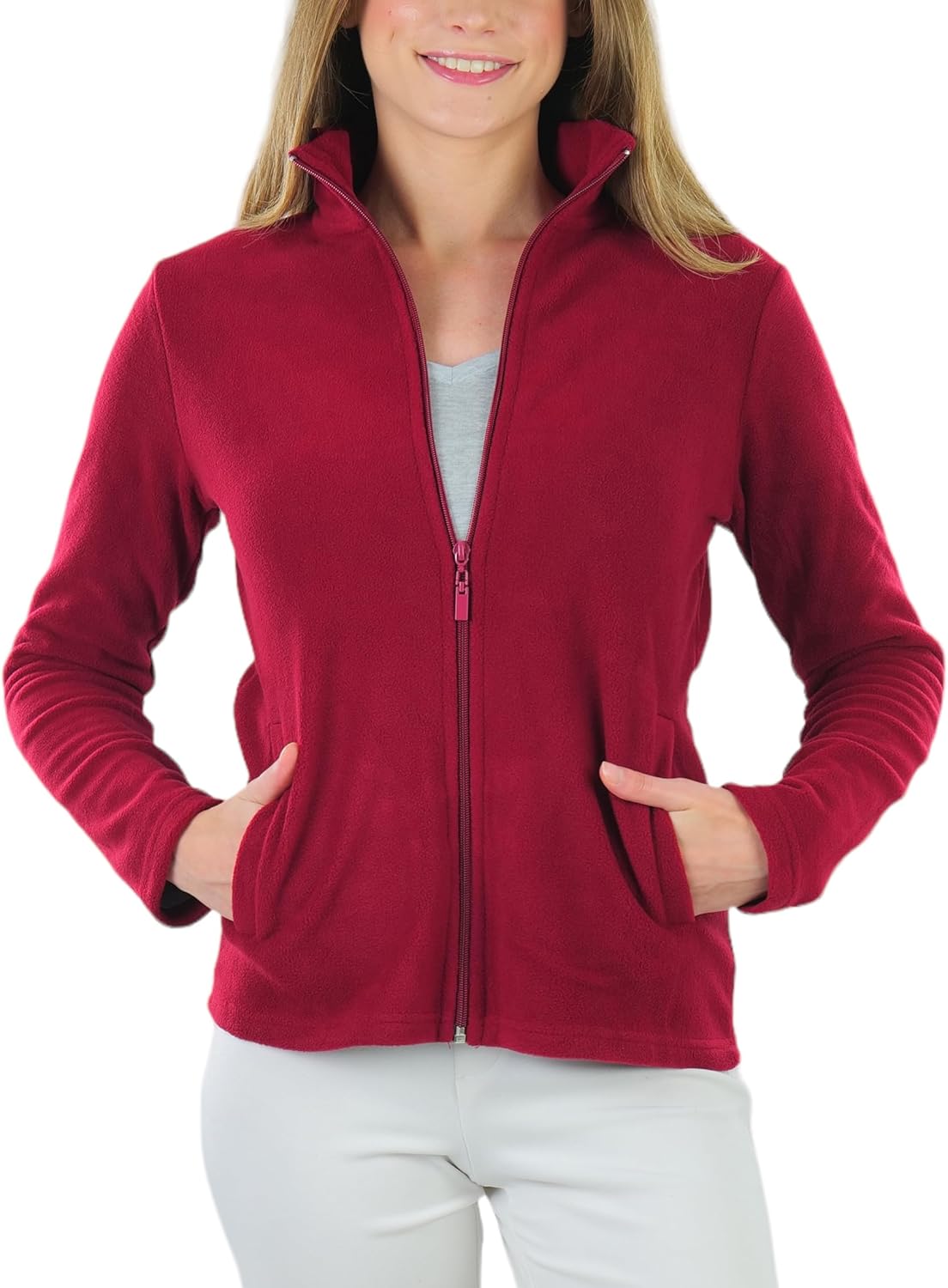 ToBeInStyle Women's Zip Up High Collar Polar Fleece Jacket - Image 7