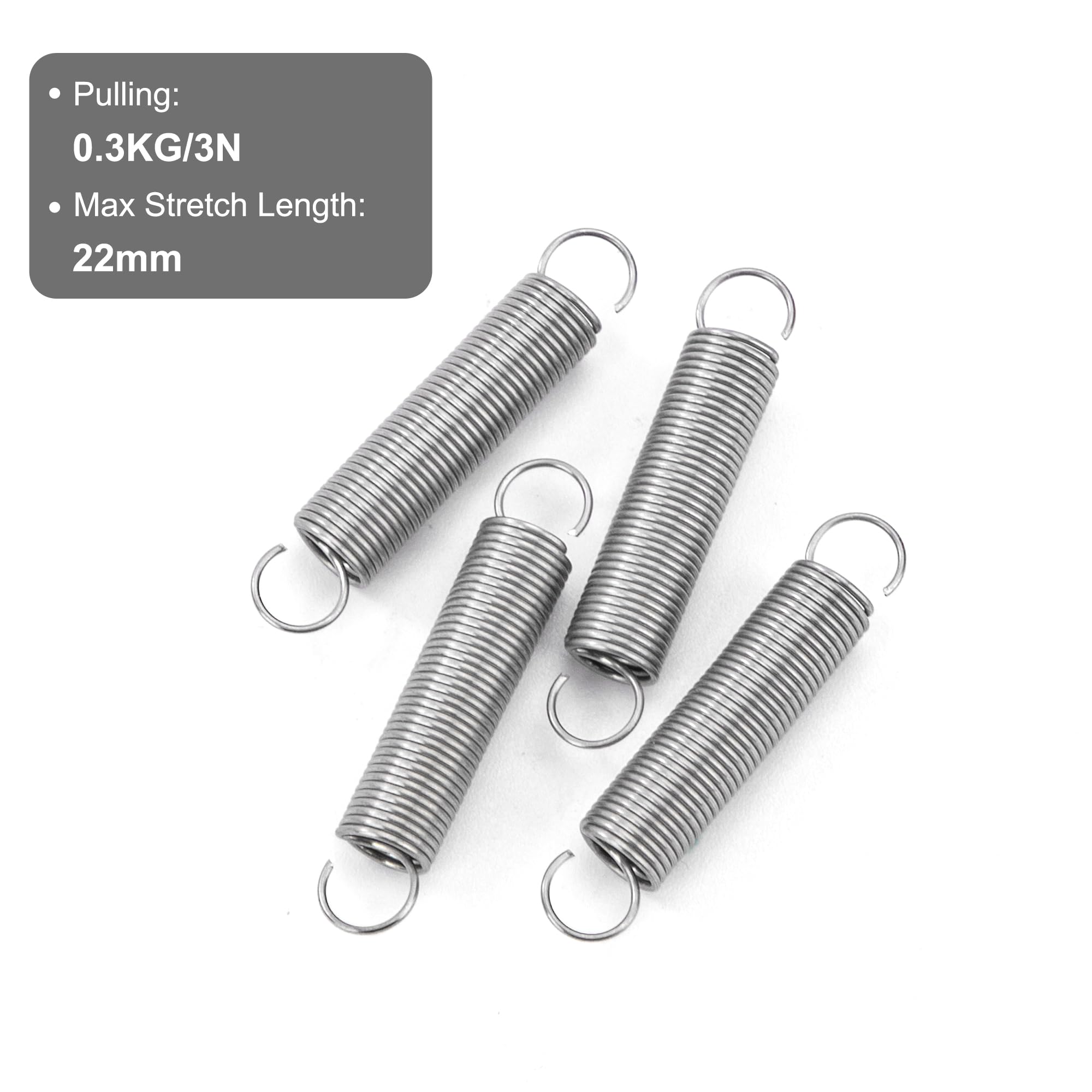 GUNGY Zugfedern Mit Haken – 20 Stück, 0,4x4x25 Mm, Edelstahl 304, 90° Haken, 0,3 Kg Zugkraft – Für Zelte & Trampoline