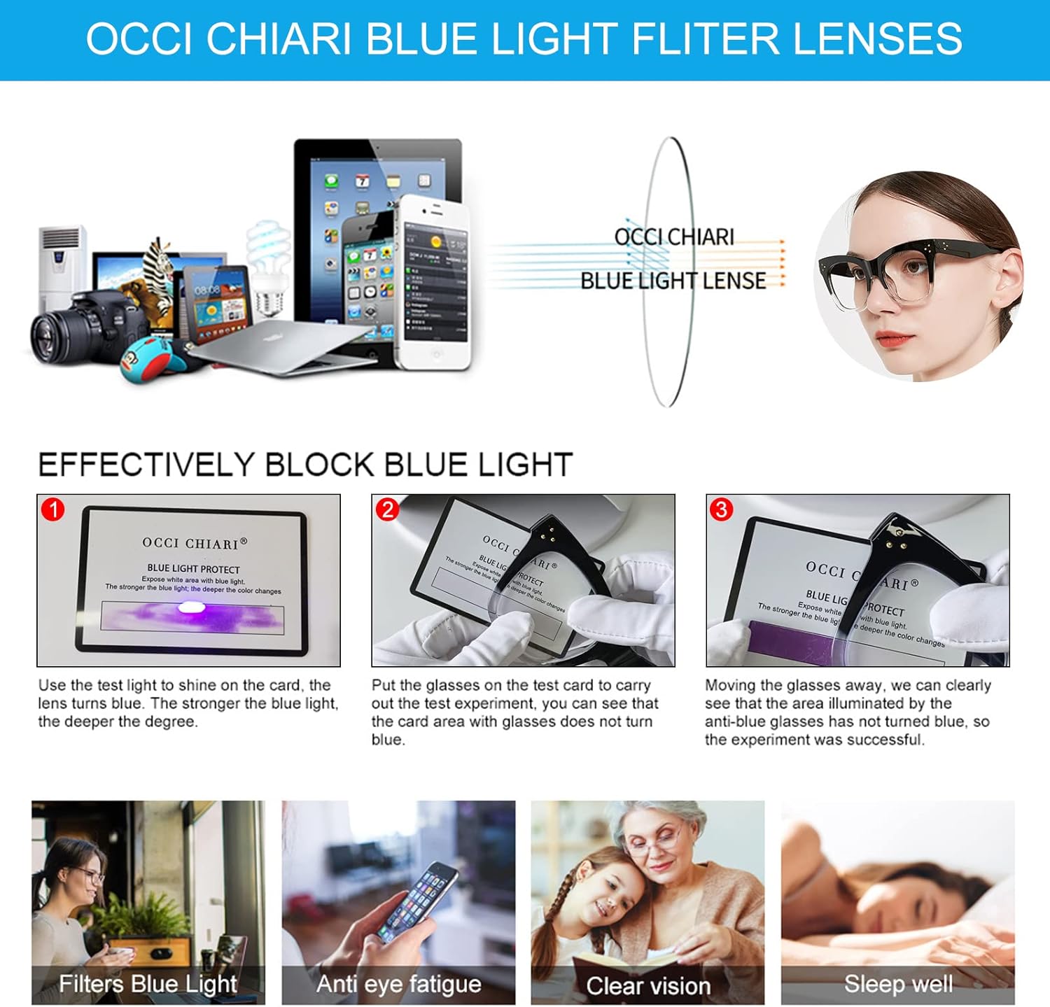 OCCI CHIARI Oversized Bifocal Reading Glasses for Women Blue Light Blocking Stylish Readers 1.0 1.5 2.0 2.5 3.0 3.5